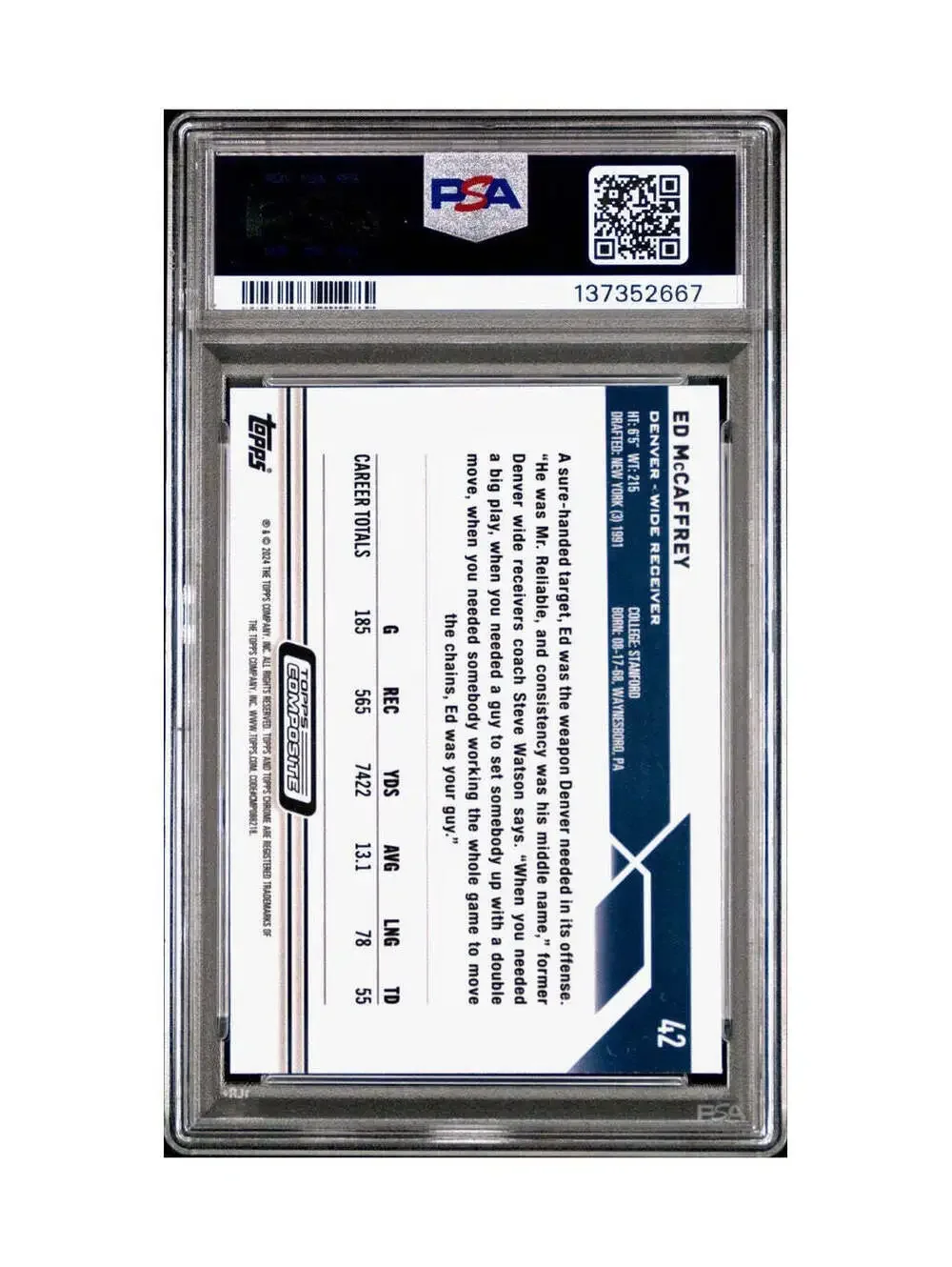 Ed McCaffrey 2023 Topps Chrome #42 Sepia Refractors PSA 9 Mint